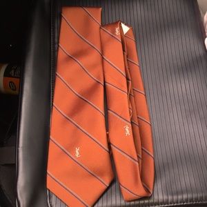 Yves Saint Laurent Vintage Bronze Tie with Navy Blue Stripes
